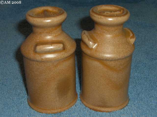 Frankoma Milk Can shakers glazed brown satin